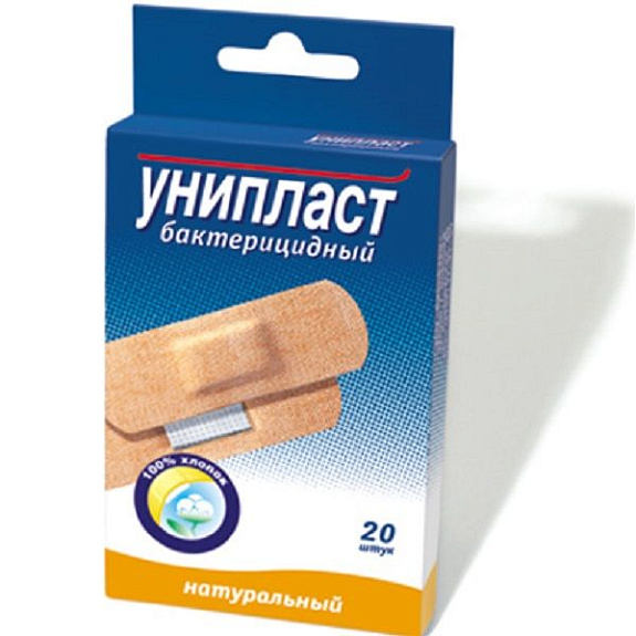 Набор бактерицидных натуральных лейкопластырей Унипласт 1,9х7,2 см, 20 шт