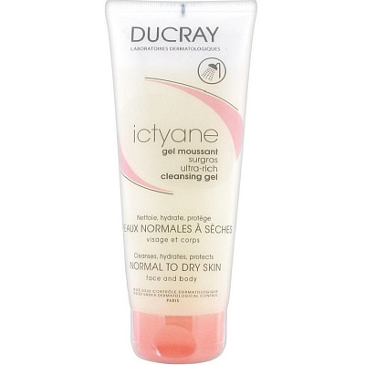Гель сверхпитательный очищающий для лица и тела Ictyane Ducray, 200 мл