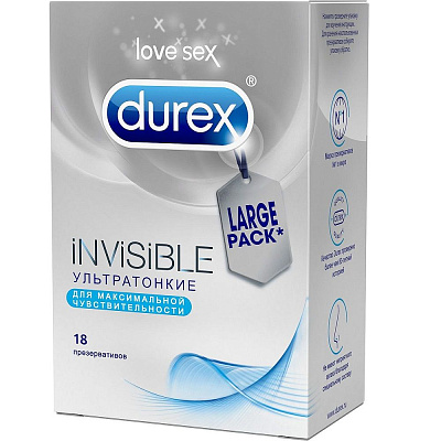 Ультратонкие презервативы для максимальной чувствительности Durex Invisible, 18 шт