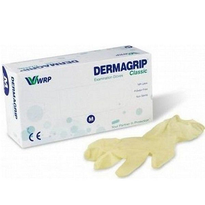 Нестерильные латексные неопудренные перчатки Dermagrip Classic размер М, 100 шт