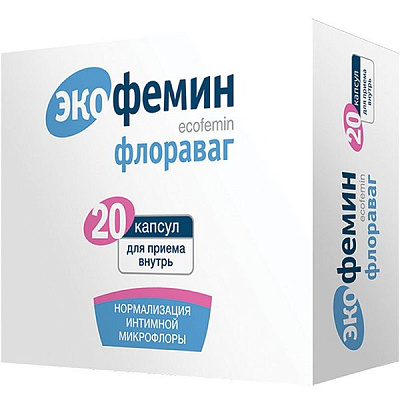 Комплекс лактобактерий Экофемин Флораваг для нормализации интимной микрофлоры, 20 капсул