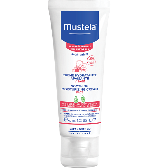 Увлажняющий успокаивающий крем для лица Mustela, 40 мл