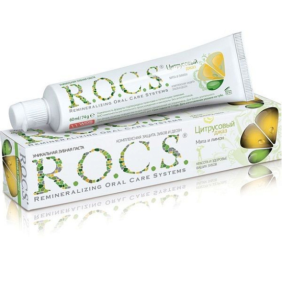 Зубная паста R.O.C.S. Цитрусовый джаз со вкусом лимона и мяты, 74 г