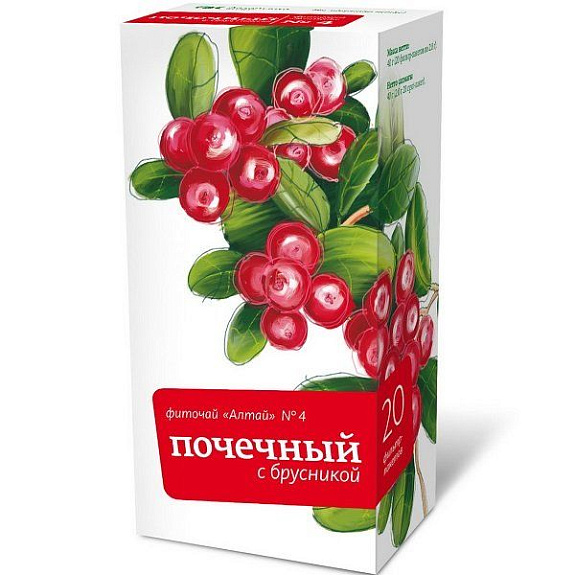 Фиточай "Алтай" №4 Почечный с брусникой, 20 фильтр-пакетов х 2 г