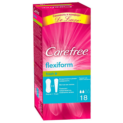 Салфетки Carefree Flexiform Fresh ароматизированные, 18 шт