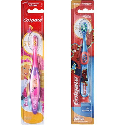 Детская зубная щетка Colgate Smiles Barbie/Spiderman от 2 до 5 лет