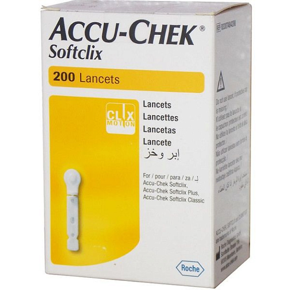 Стерильные ланцеты Accu-Check Softclix для комфортного тестирования, 200 шт