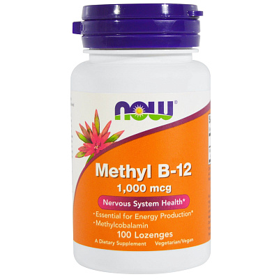 Метил B-12 Methyl B-12 Now Foods 1000 мкг, 100 пастилок