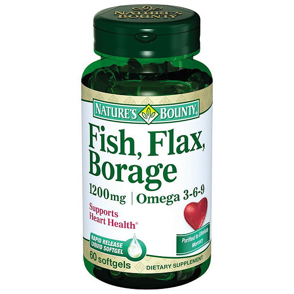Омега 3-6-9 здоровье сердца и сосудов Nature's Bounty, 1200 мг, 60 капсул