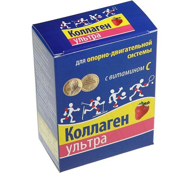 Коллаген Ультра с витамином С со вкусом клубники для опорно-двигательной системы 8 г, 7 шт