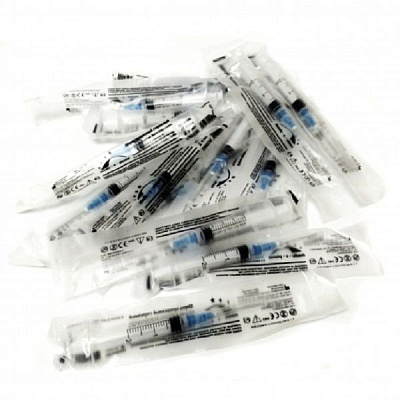 Шприц одноразовый стерильный 3-х компонентный 2 мл с иглой 23G 0,6 х 30 мм Medic-O-Planet, 120 шт