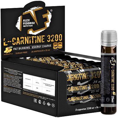 Жиросжигатель L-Carnitine 3200 ананас Alex Fedorov Nutrition 25 мл, 20 ампул