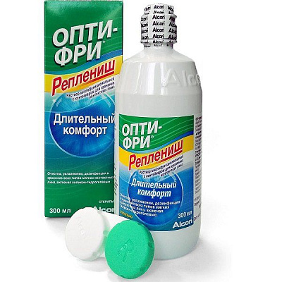 Раствор для ухода за контактными линзами Opti-Free Replenish, 300 мл + контейнер