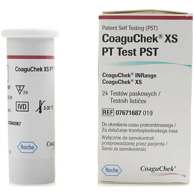 Тест-полоски CoaguChek XS PT Test для определения МНО, 24 шт