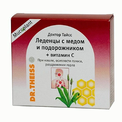 Леденцы с медом и подорожником с витамином С Dr.Theiss, 50 г