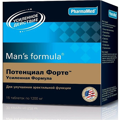 Man`s Formula Потенциал форте для улучшения эректильной функции 1200 мг, 15 шт