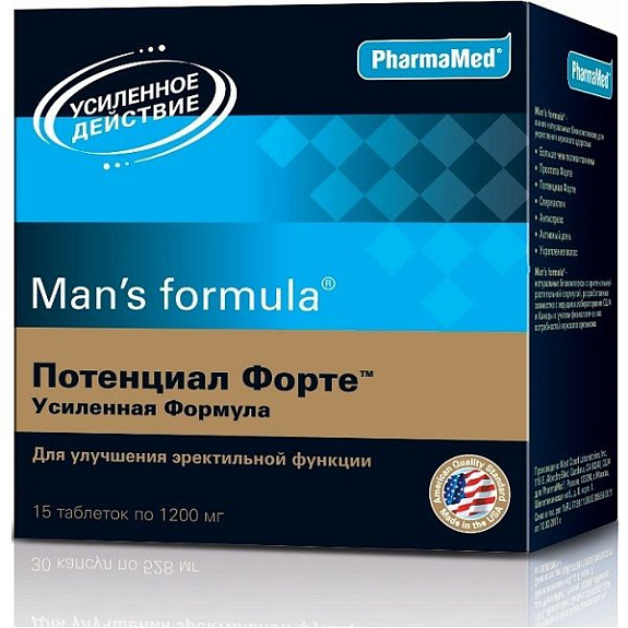 Man`s Formula Потенциал форте для улучшения эректильной функции 1200 мг, 15 шт