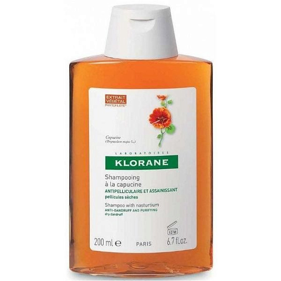 Шампунь с экстрактом настурции от сухой перхоти Klorane, 200 мл