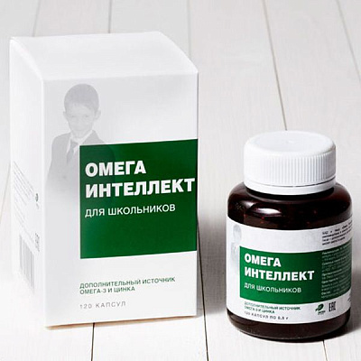 Омега Интеллект для школьников Энергия и усидчивость Экко плюс, 0.5 г, 120 капсул