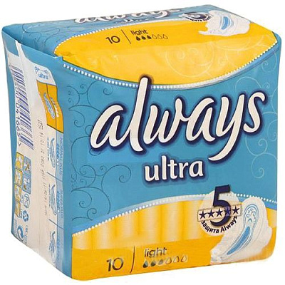 Прокладки гигиенические с крылышками Ultra Light Always, 10 шт