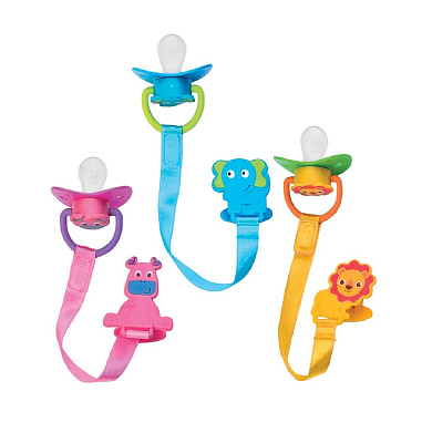 Пустышка силиконовая с прищепкой на полянке Курносики, 1 шт