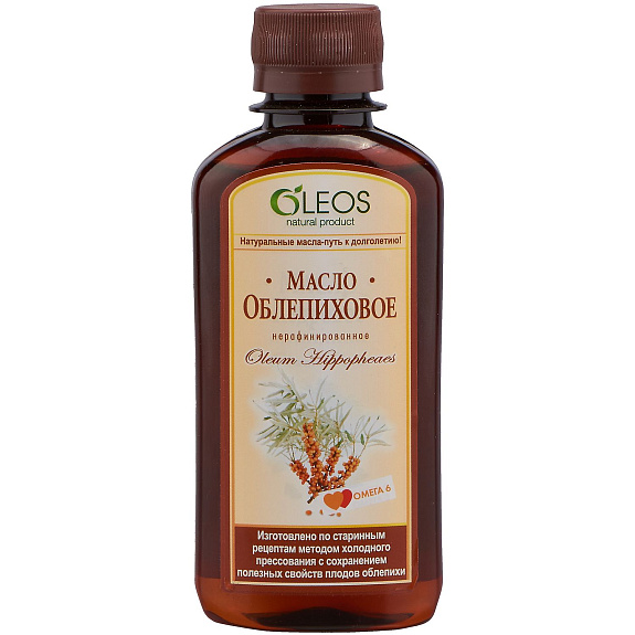 Масло облепиховое нерафинированное Oleos, 200 мл