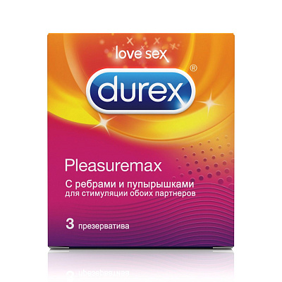 Презервативы pleasuremax с ребрами и пупырышками emoji Durex, 3 шт