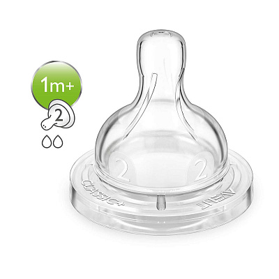 Соска с медленным потоком серии Classic от 1 месяца Philips Avent, 2 шт