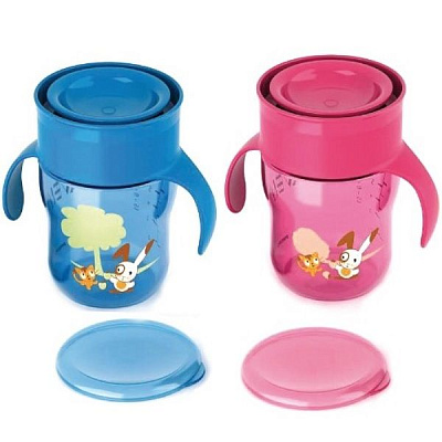 Кружка-поильник AVENT от 12 мес, 260 мл (голубой/розовый)