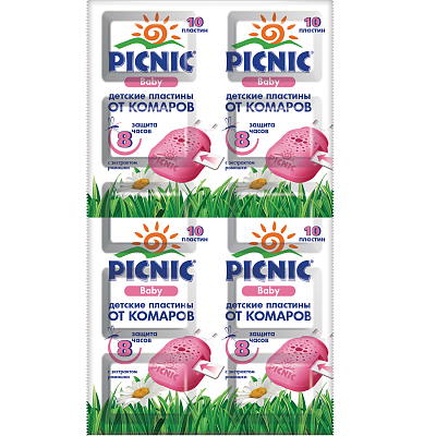 Детские пластины от комаров с экстрактом ромашки Picnic Baby, 10 шт