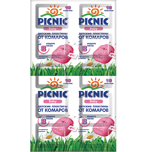 Детские пластины от комаров с экстрактом ромашки Picnic Baby, 10 шт