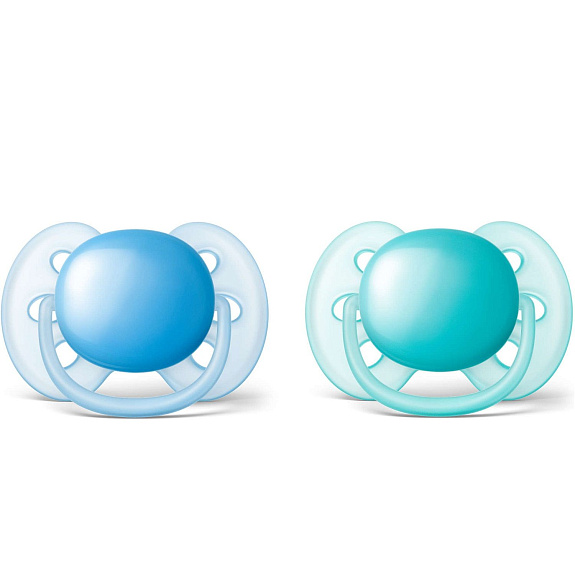 Силиконовая пустышка Avent Ultra Soft для мальчиков 6-18 месяцев SCF212/22, 2 шт