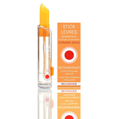 Бальзам для губ с маслом апельсина избавляет от ощущения стянутости Belweder, 4 г