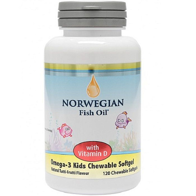 Омега-3 Жевательные капсулы с витамином D Norwegian Fish Oil 800 мг, 120 шт