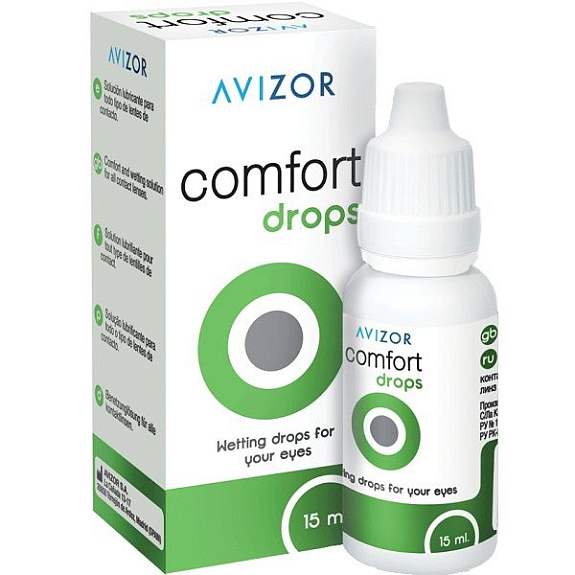 Увлажняющие капли для глаз Avizor Comfort при ношении контактных линз, 15 мл