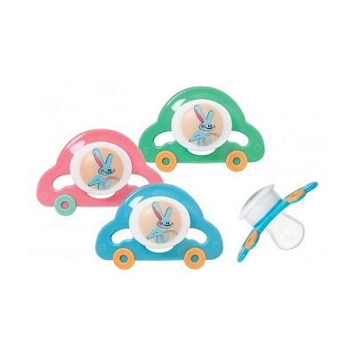 Пустышка силиконовая классическая без кольца машинка от 6 мес. Курносики, 1 шт