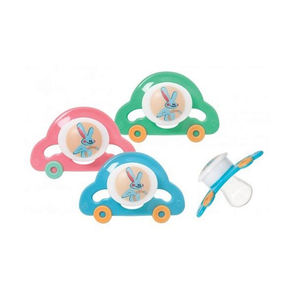 Пустышка силиконовая классическая без кольца машинка от 6 мес. Курносики, 1 шт