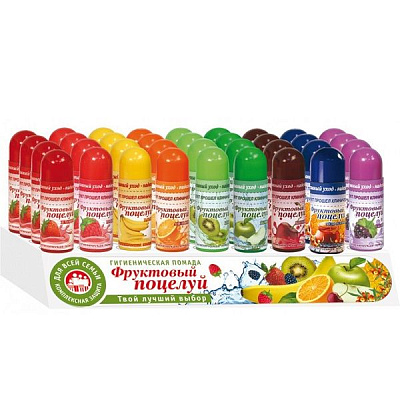 Набор гигиенических помад Фруктовый поцелуй из 9 видов по 4 шт, 36 шт