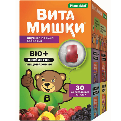 Витаминно-минеральный комплекс для детей ВитаМишки Bio + пребиотик, 30 шт