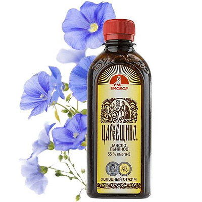 Масло льняное Царевщино для снижения уровня холестерина и профилактики сердечно-сосудистых заболеваний, 250 мл