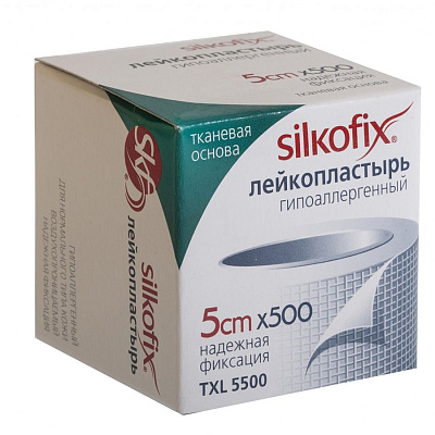 Пластырь медицинский фиксирующий 1 х 500см на тканевой основе Silkofix, 1 шт