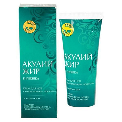 Крем для ног пиявка тонизирующий с охлаждающим эффектом Акулий жир, 75 мл
