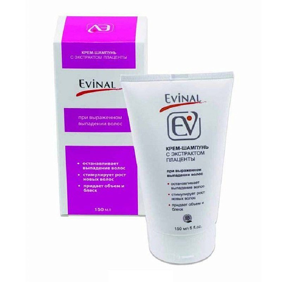 Крем-шампунь с экстрактом плаценты при выраженном выпадении волос для всех типов волос Evinal, 150 мл