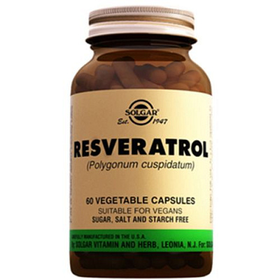 Солгар Ресвератрол Предотвращение преждевременое старение  Solgar 100 мг, 60 капсул