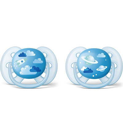 Силиконовая пустышка Avent Ultra Soft для мальчиков 6-18 месяцев SCF222/22, 2 шт