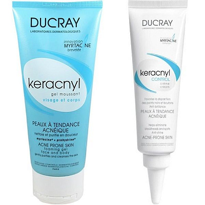 Крем регулирующий Ducray Keraknyl Control 30 мл + гель очищающий для лица и тела, 40 мл