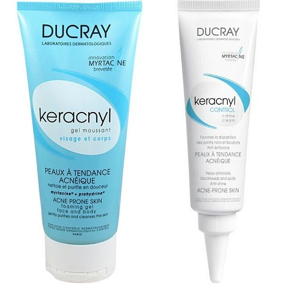 Крем регулирующий Ducray Keraknyl Control 30 мл + гель очищающий для лица и тела, 40 мл