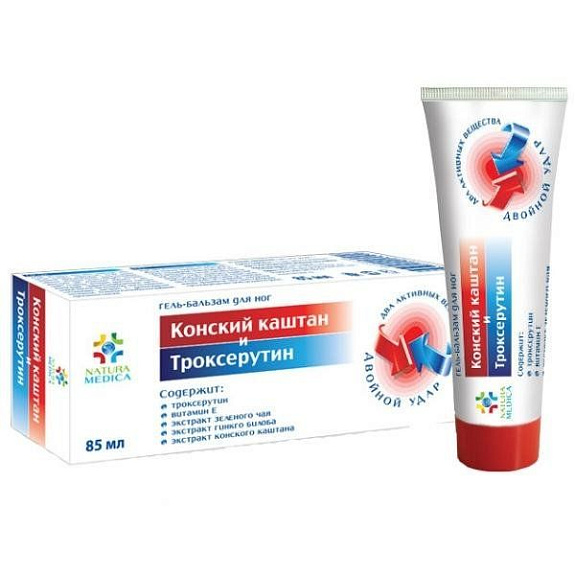Конский каштан и троксерутин гель-бальзам для ног Natura Medica, 85 мл