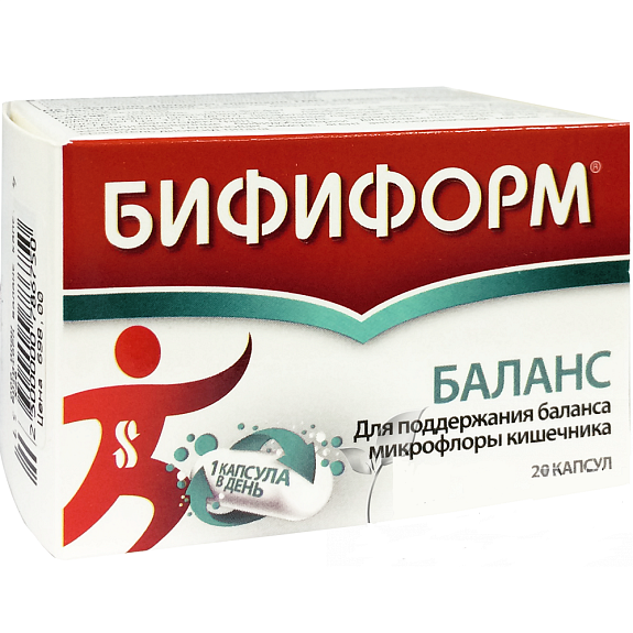 Бифиформ Баланс для поддержания баланса микрофлоры кишечника 375 мг, 20 шт