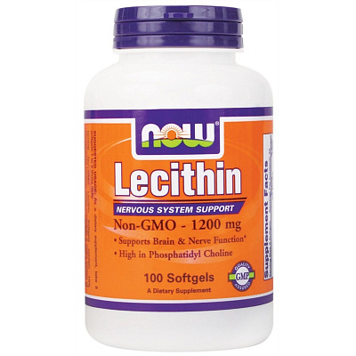 Lecithin, Лецитин, Нервные расстройства, Now Foods, 1200 мг, 100 капсул